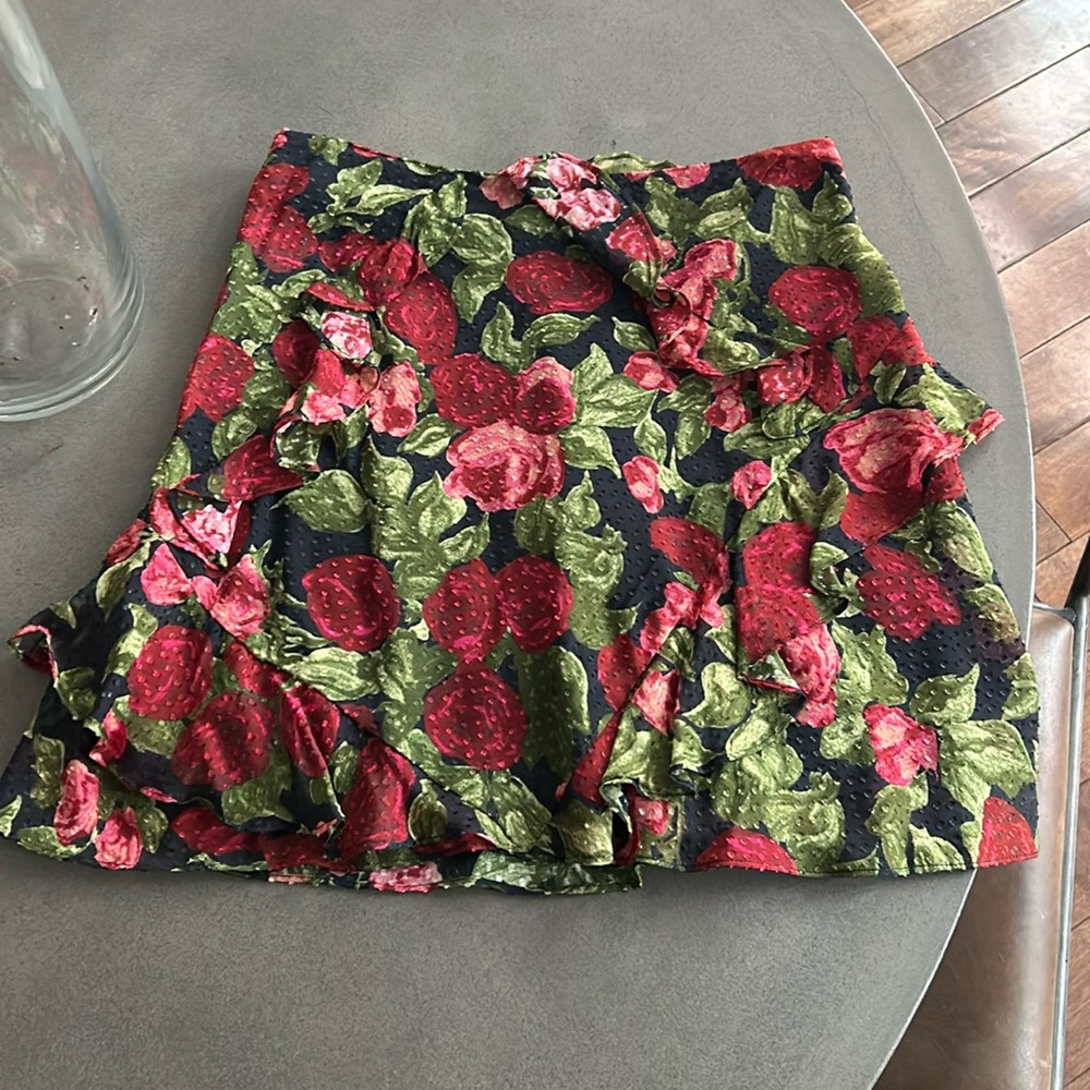 NWOT The Kooples floral silk mini skirt size XS